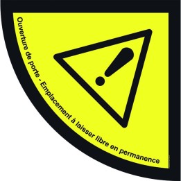 Image de l'étiquette adhésive de sol pour porte vu du haut.