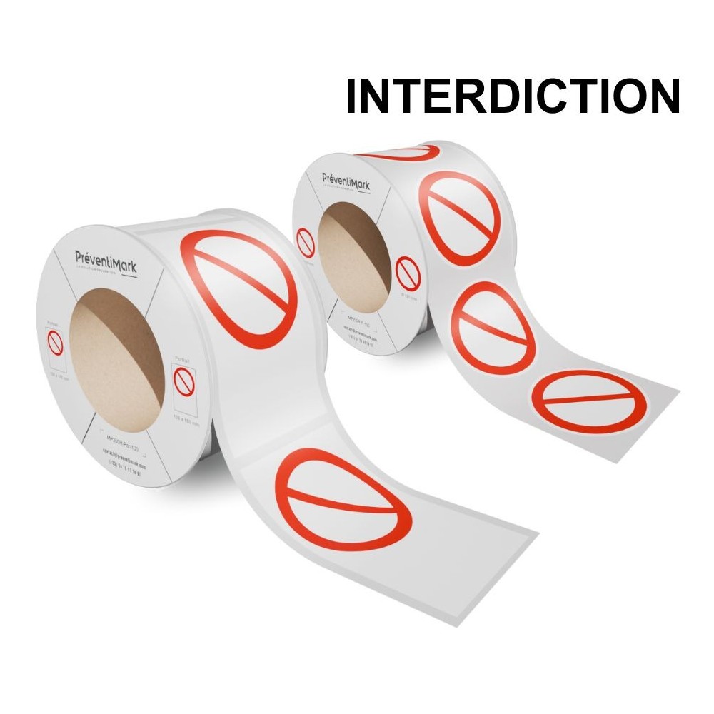 Rouleaux de signalétique d'interdiction - étiquettes ou pictogrammes