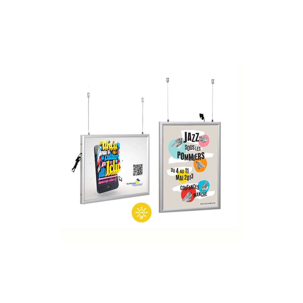 Cadres Clic-Clac LED double-faces Suspendus