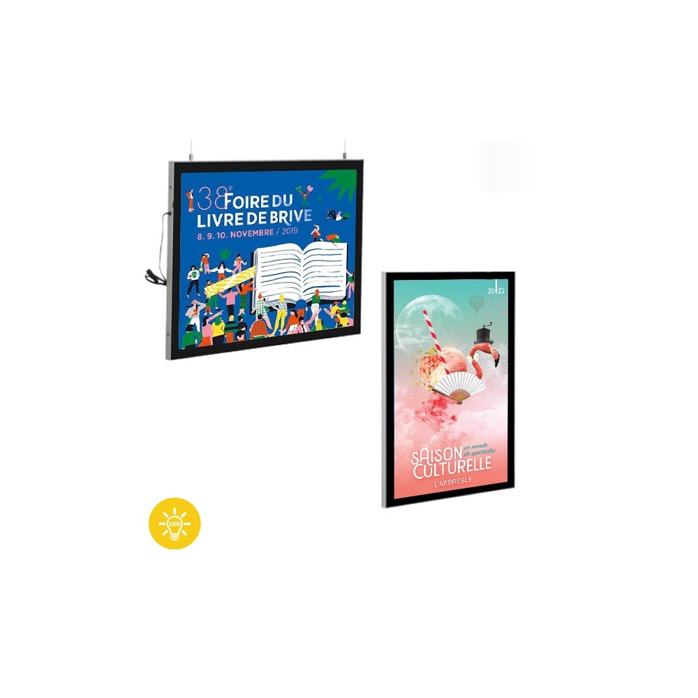 Cadres d'affichage LED Black'Line Suspendus Double-faces LED
