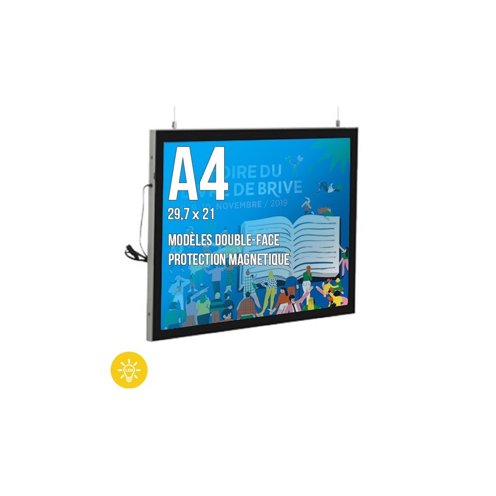 Cadres d'affichage LED Black'Line Suspendus Double-faces LED
