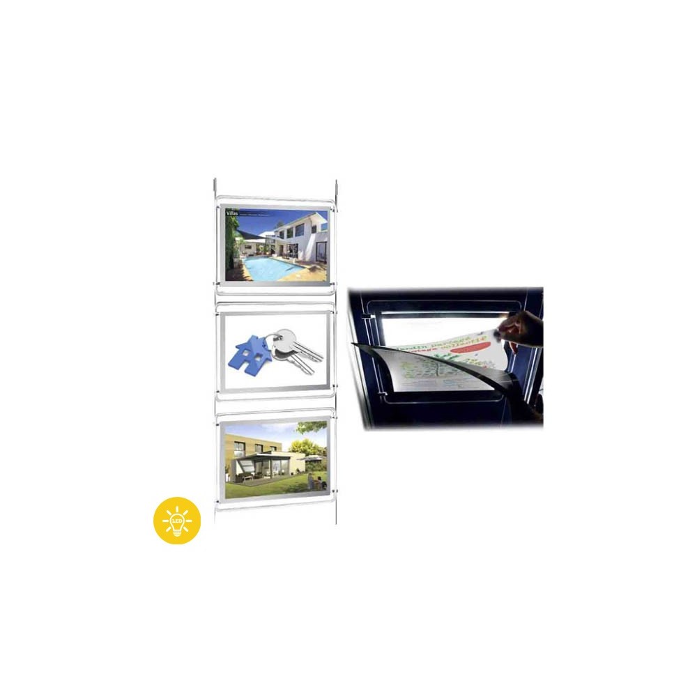 Porte-affiches lumineux, LED, Suspendus