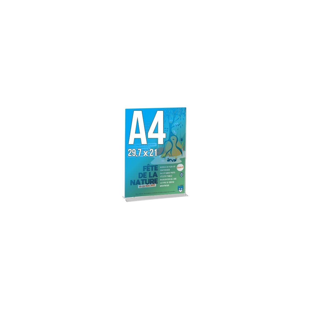 Porte-visuels comptoir double-faces paysage ou portrait