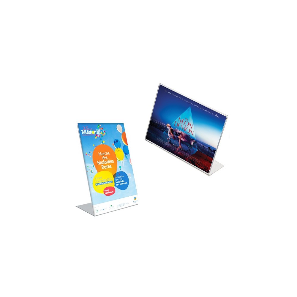 Porte-visuels plexi inclinés