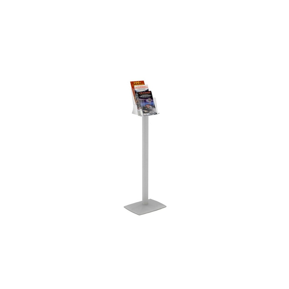 Porte-brochures sur pied alu , plexiglass cristal