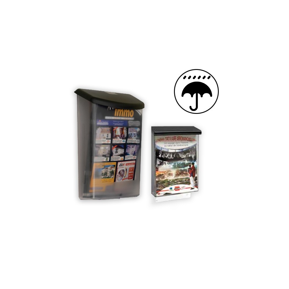 Image produits sur fond blanc avec icône parapluie pour anti-pluie.