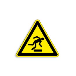 W007 - Trébuchement, Étiquettes et panneaux de Danger