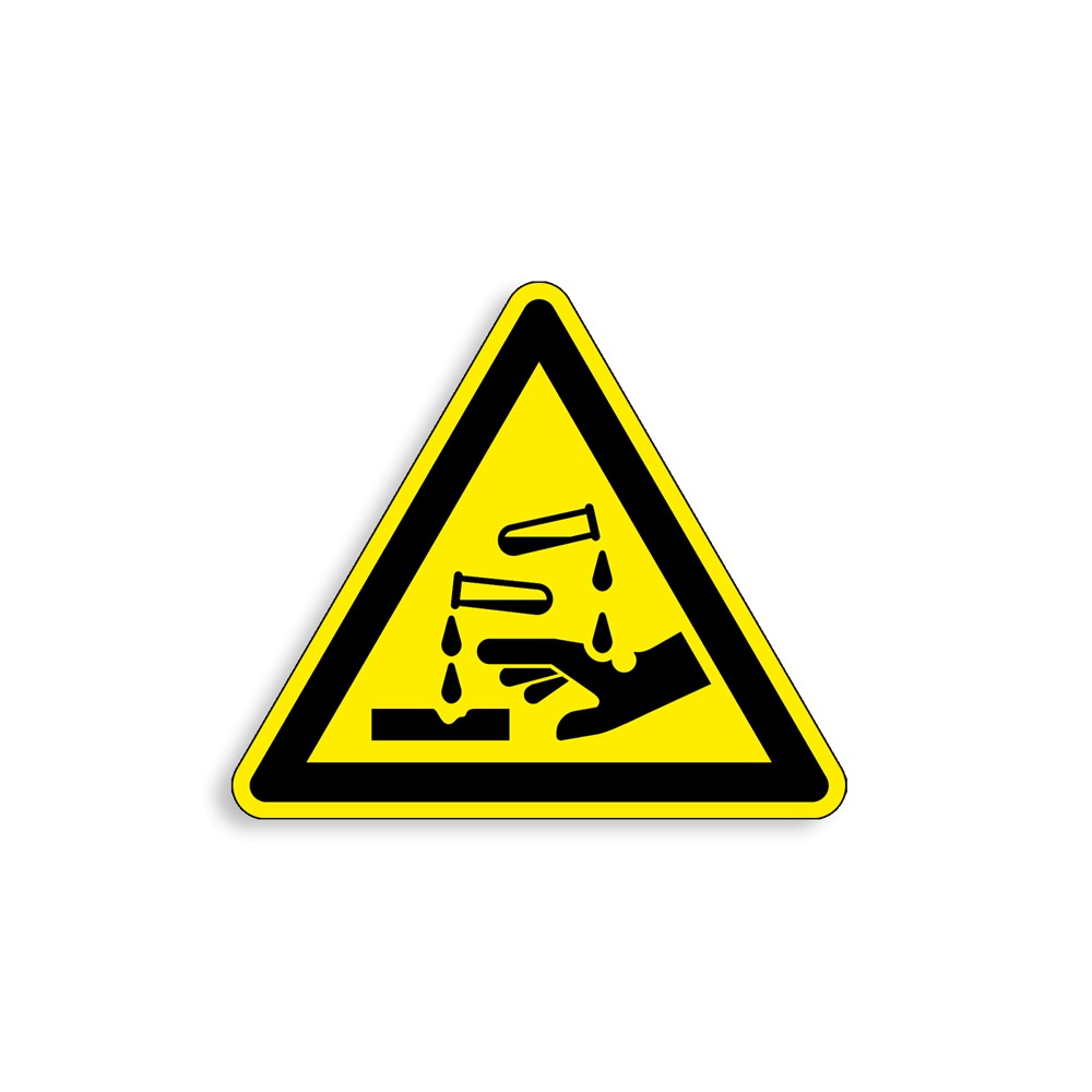 W023 - Substances corrosives, Étiquettes et panneaux de Danger