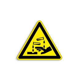 W023 - Substances corrosives, Étiquettes et panneaux de Danger