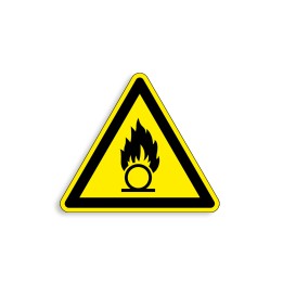 W028 - Substances comburantes, Étiquettes et panneaux de Danger