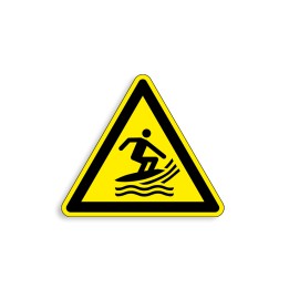 W046 - Zone de pratique du surf, Étiquettes et panneaux de Danger