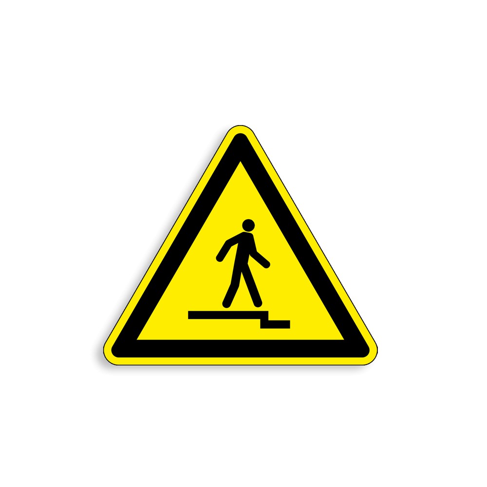 W070 - Danger marche descendante, Étiquettes et panneaux de Danger