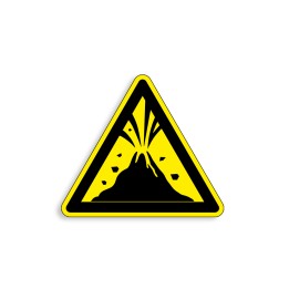 W075 - Danger zone volcanique, Étiquettes et panneaux de Danger