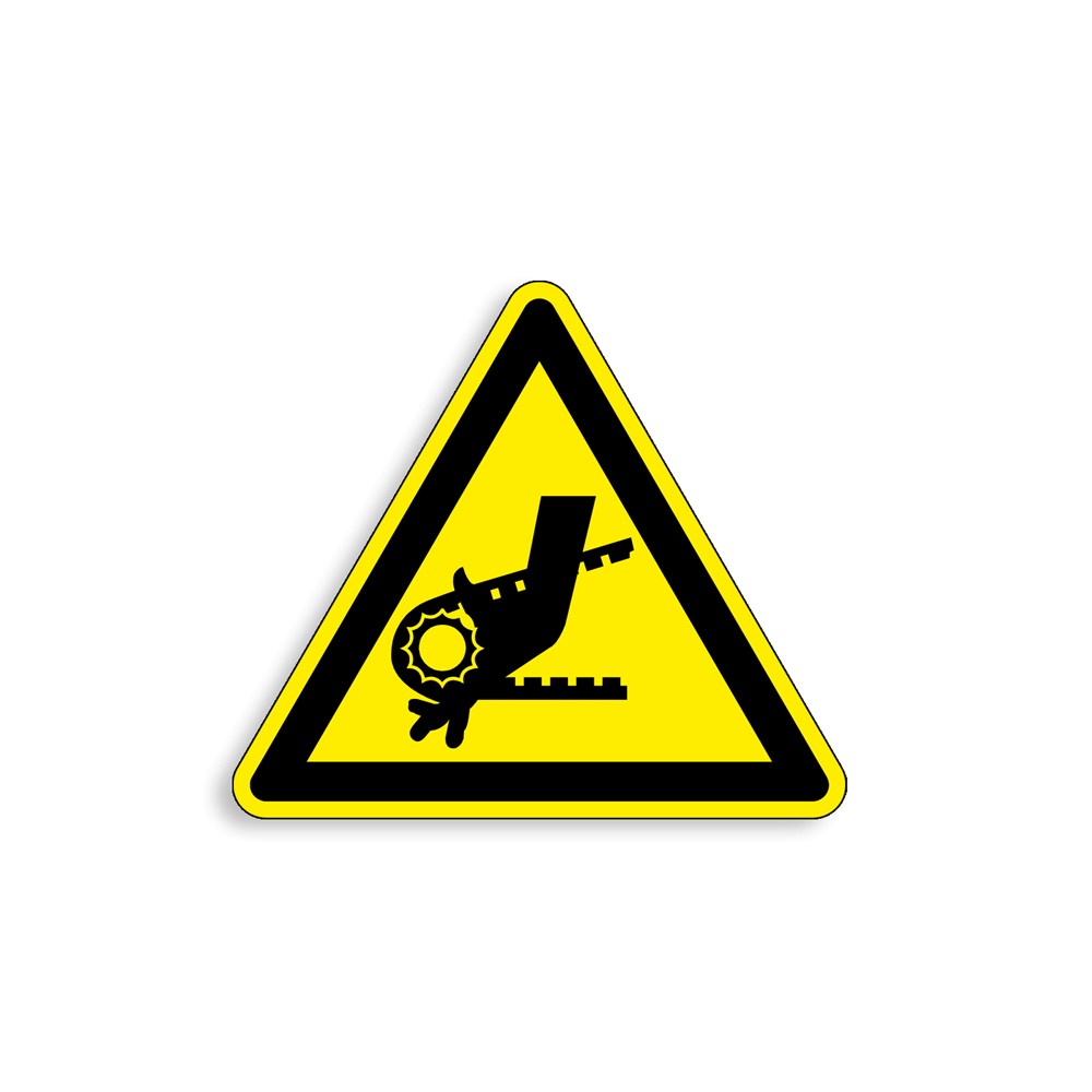 W123 - Entrainement de la main par courroie, Étiquettes et panneaux de Danger