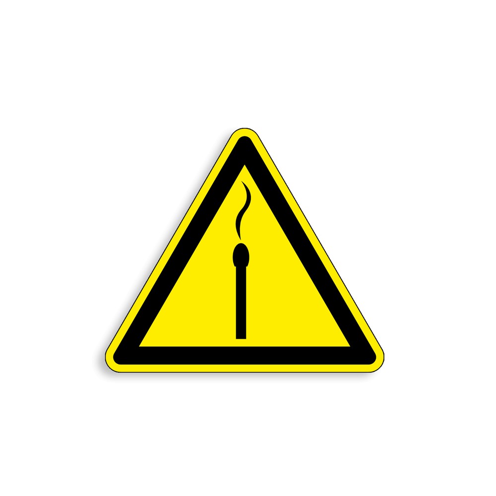 W165 - Toute flamme interdite, Étiquettes et panneaux de Danger