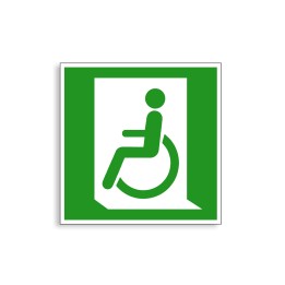 E026 - Sortie de secours pour les personnes handicapées, Étiquettes et panneaux d'Évacuation