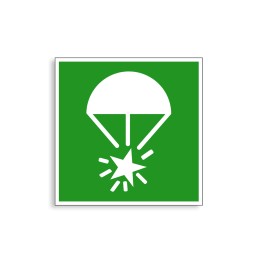 E049 - Fusée éclairante a parachute, Étiquettes et panneaux d'Évacuation