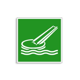 E054 - Toboggan d'évacuation marine, Étiquettes et panneaux d'Évacuation