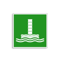 E055 - Toboggan couvert d'évacuation marine, Étiquettes et panneaux d'Évacuation