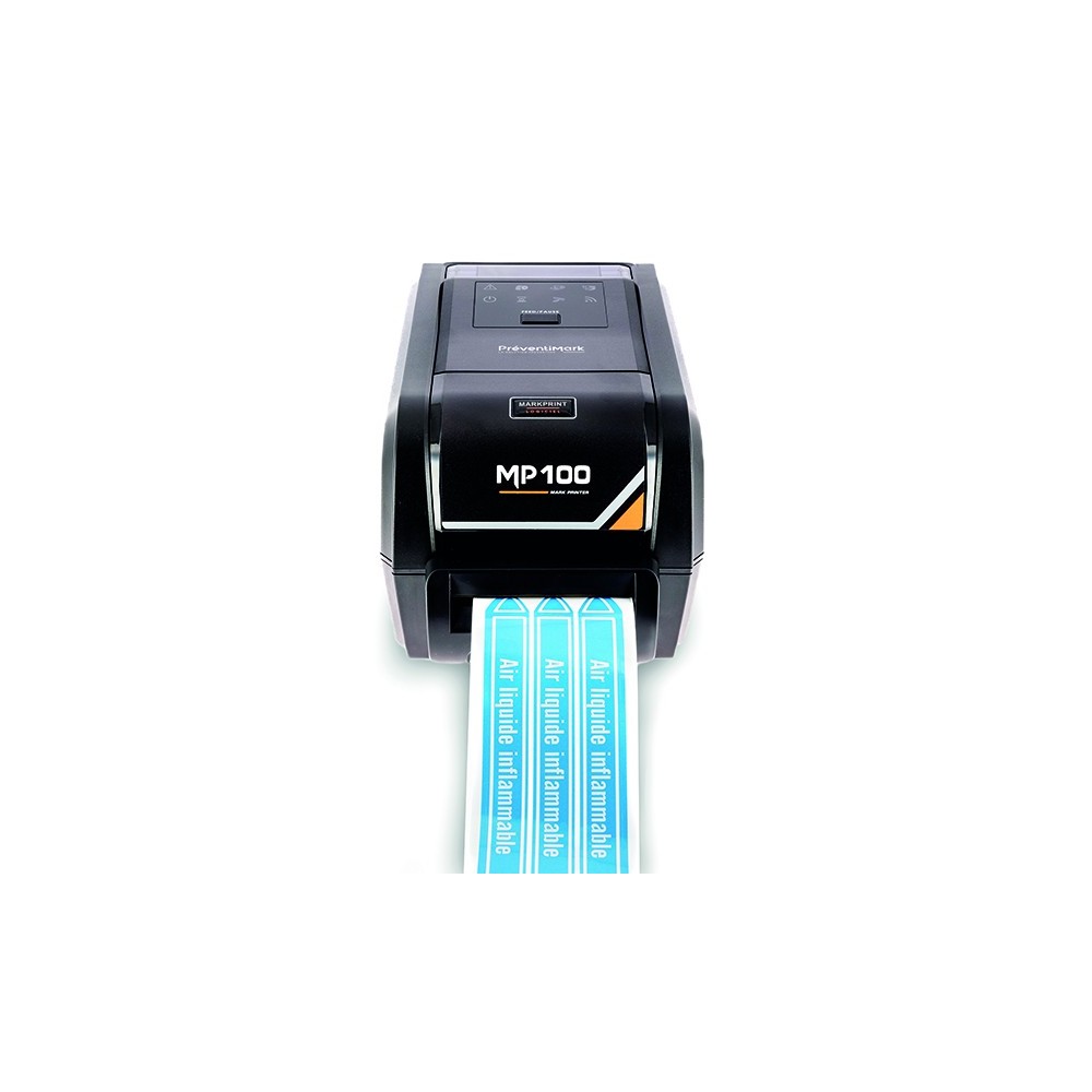 Photo de l'imprimante à transfert thermique MP100 de profil.