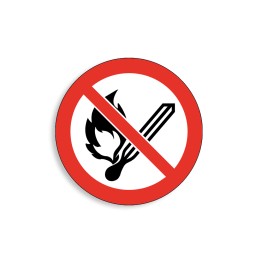 P003 - Flamme nue interdite, Étiquettes et panneaux d'Interdiction