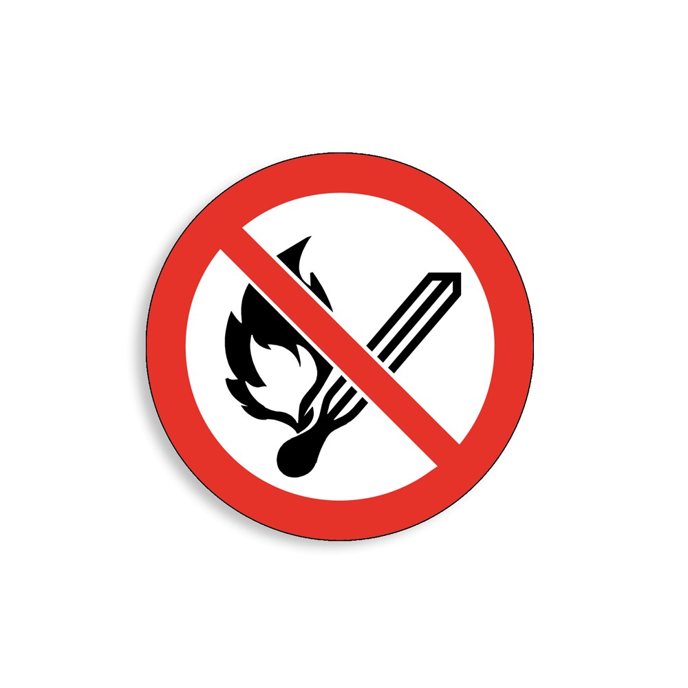 P003 - Flamme nue interdite, Étiquettes et panneaux d'Interdiction