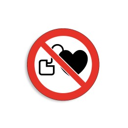 P007 - Entrée interdite aux porteurs de stimulateur cardiaque, Étiquettes et panneaux d'Interdiction