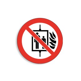 P020 - Interdiction d'utiliser l'ascenseur en cas d'incendie, Étiquettes et panneaux d'Interdiction