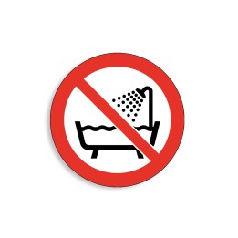 P026 - Ne pas utiliser ce dispositif dans une baignoire, une douche, Étiquettes et panneaux d'Interdiction