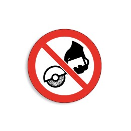P034 - Ne pas utiliser avec une meule portative, Étiquettes et panneaux d'Interdiction