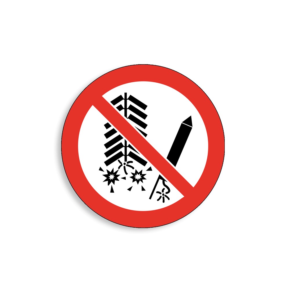 P040 - Ne pas déclencher de feux d'artifice, Étiquettes et panneaux d'Interdiction