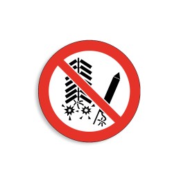 P040 - Ne pas déclencher de feux d'artifice, Étiquettes et panneaux d'Interdiction