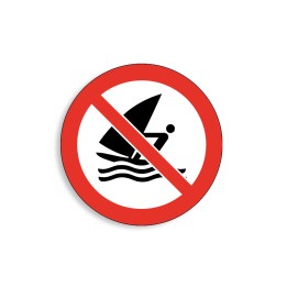 P054 - Pratique de la voile interdite, Étiquettes et panneaux d'Interdiction