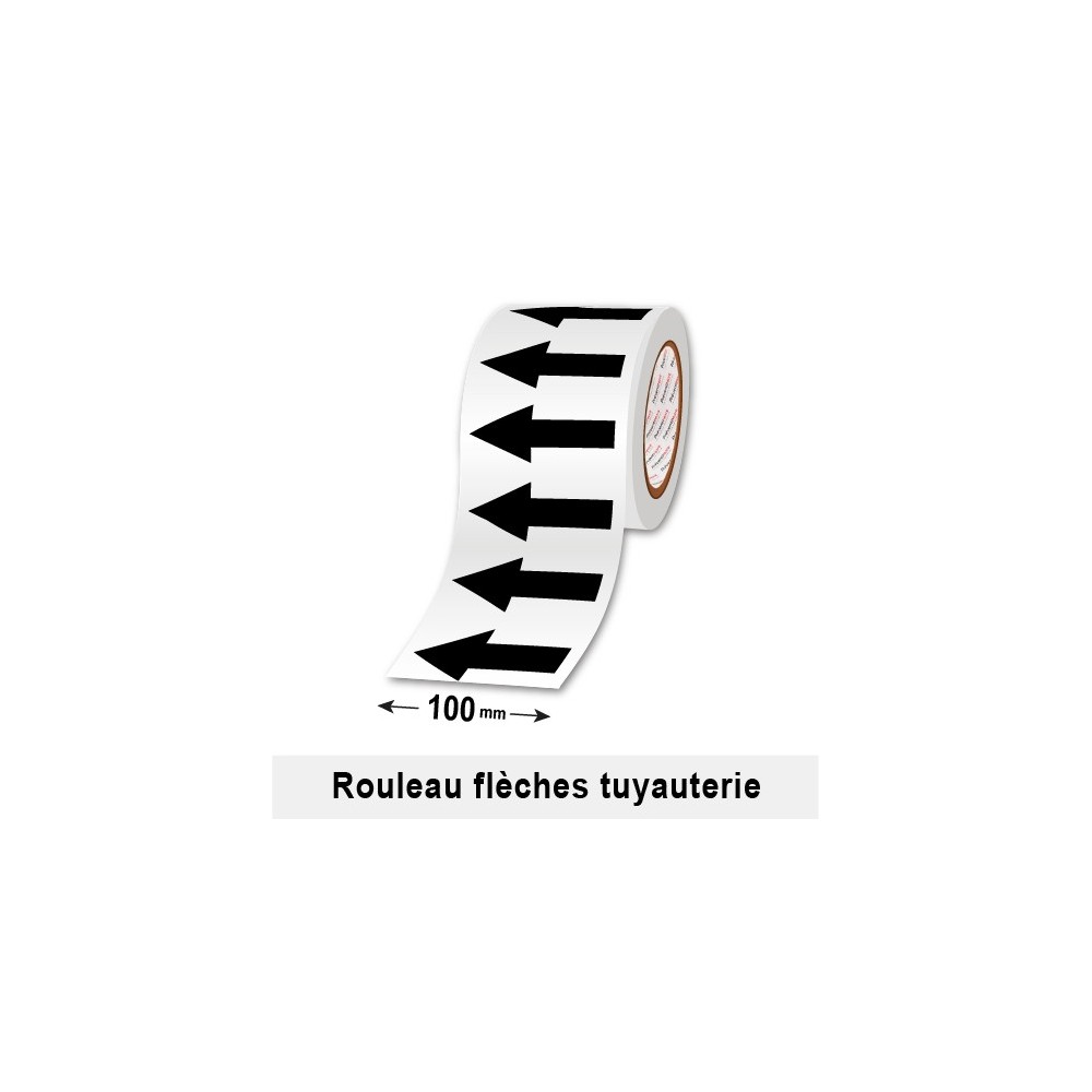 Rouleau : marqueurs de tuyauterie adhésifs fléchés