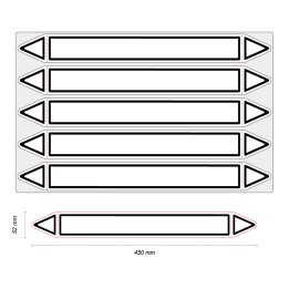 Étiquettes adhésives de marqueur de tuyauterie autre blanc - Prédécoupé - 52 x 450 mm - Sans pictogramme - En planche