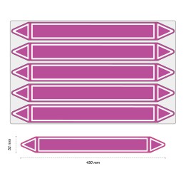 Étiquettes adhésives de marqueur de tuyauterie Acides et bases - Prédécoupé - 52 x 450 mm - Sans pictogramme - En planche