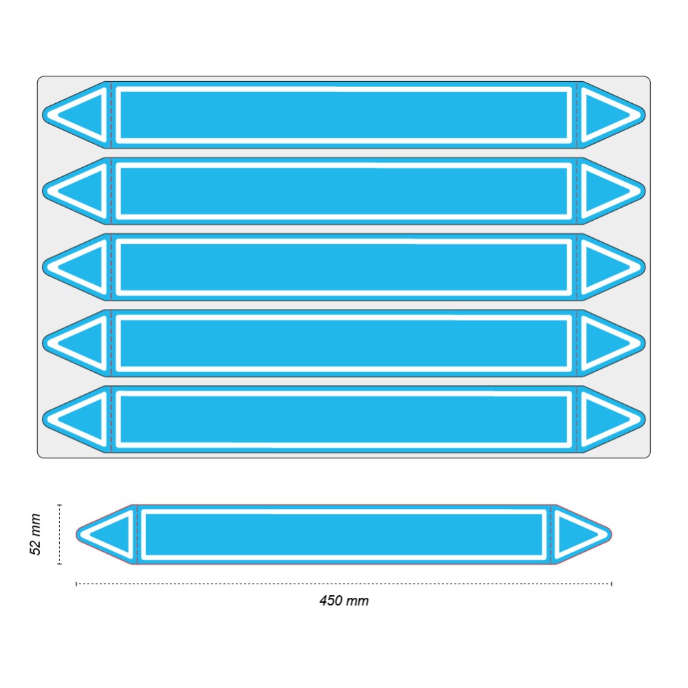 Étiquettes adhésives de marqueur de tuyauterie Air - Prédécoupé - 52 x 450 mm - Sans pictogramme - En planche