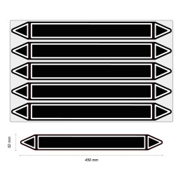 Étiquettes adhésives de marqueur de tuyauterie autre noir - Prédécoupé - 52 x 450 mm - Sans pictogramme - En planche