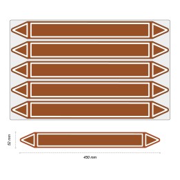 Étiquettes adhésives de marqueur de tuyauterie Liquides inflammables - Prédécoupé - 52 x 450 mm - Sans pictogramme - En planche