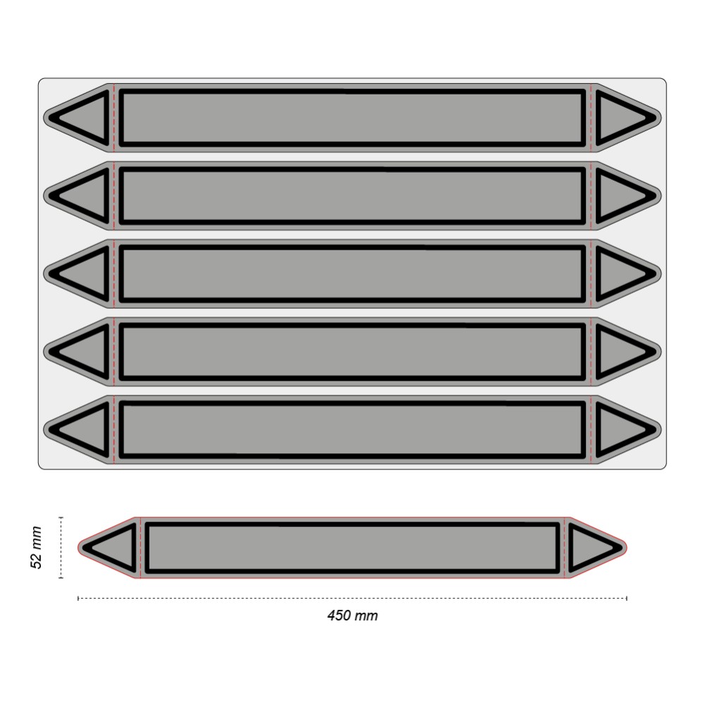 Étiquettes adhésives de marqueur de tuyauterie Vapeur - Prédécoupé - 52 x 450 mm - Sans pictogramme - En planche