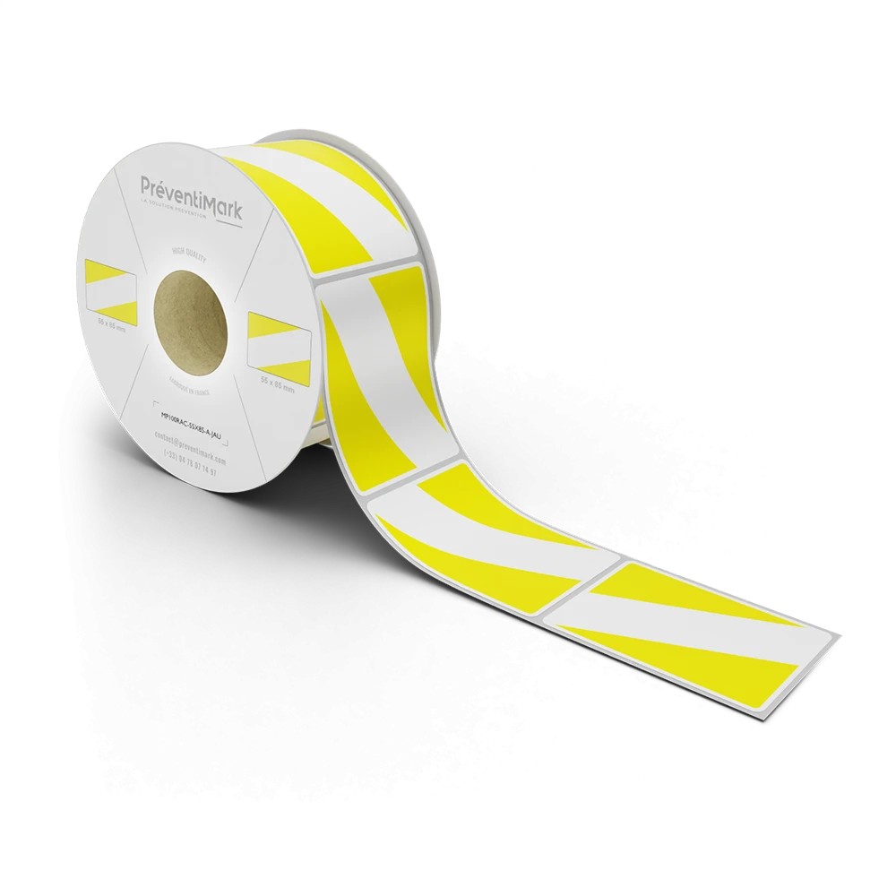 Etiquette de marquage et d'identification de racks et palettiers, Modèle A pour code-barres - Jaune - 55 x 85 mm (1 niveau par é