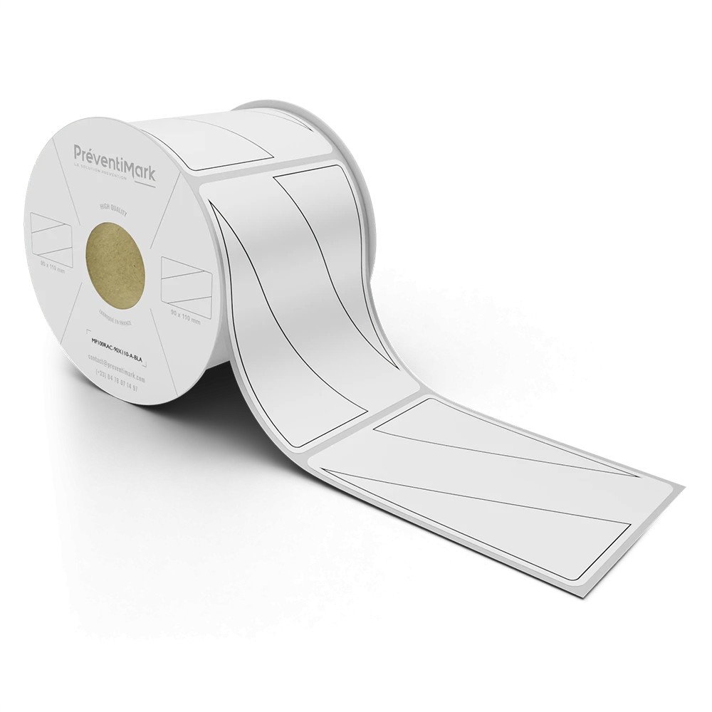Etiquette de marquage et d'identification de racks et palettiers, Modèle A pour code-barres - Blanc - 90 x 110 mm (1 niveau par 