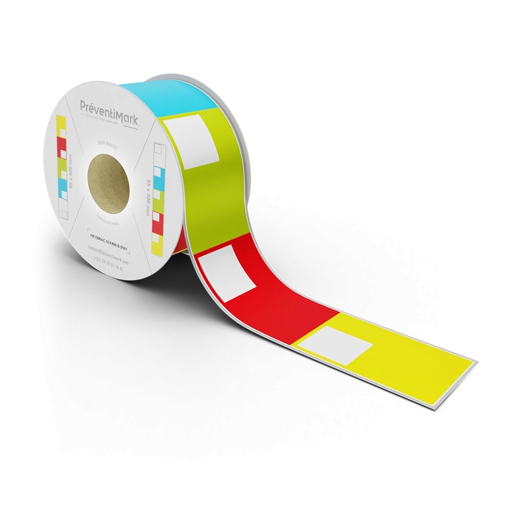 Etiquette de marquage et d'identification de racks et palettiers, Modèle B pour QR Code - 55 x 400 mm (5 ou 6 niveaux par étique
