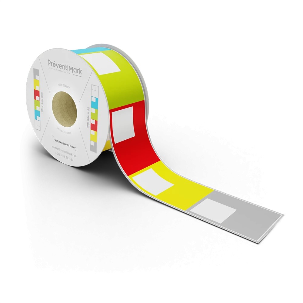 Etiquette de marquage et d'identification de racks et palettiers, Modèle B pour QR Code - 55 x 400 mm (5 ou 6 niveaux par étique