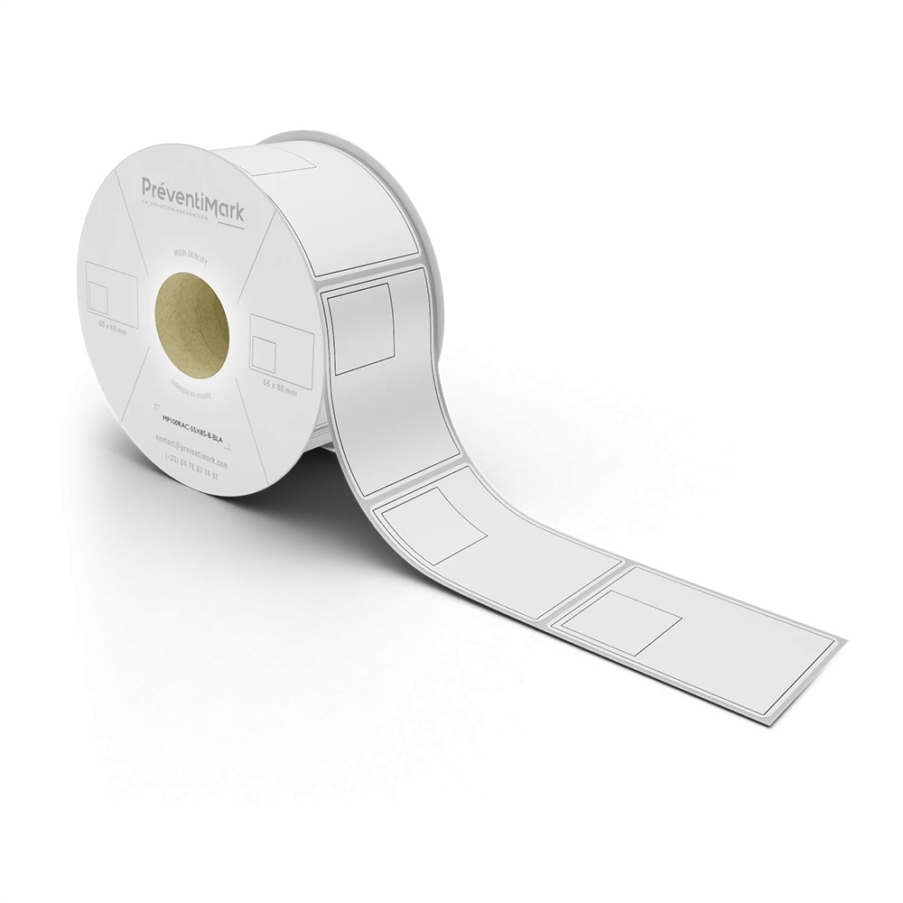 Etiquette de marquage et d'identification de racks et palettiers, Modèle B pour QR Code - Blanc - 55 x 85 mm (1 niveau par étiqu