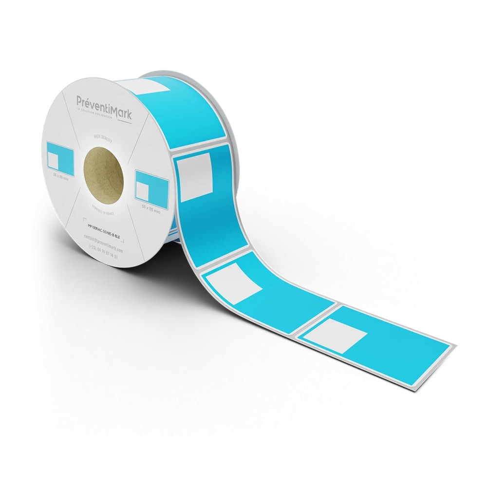 Etiquette de marquage et d'identification de racks et palettiers, Modèle B pour QR Code - Bleu - 55 x 85 mm (1 niveau par étique