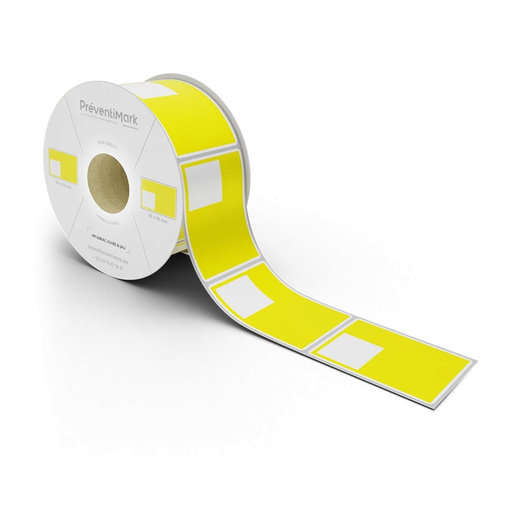 Etiquette de marquage et d'identification de racks et palettiers, Modèle B pour QR Code - Jaune - 55 x 85 mm (1 niveau par étiqu