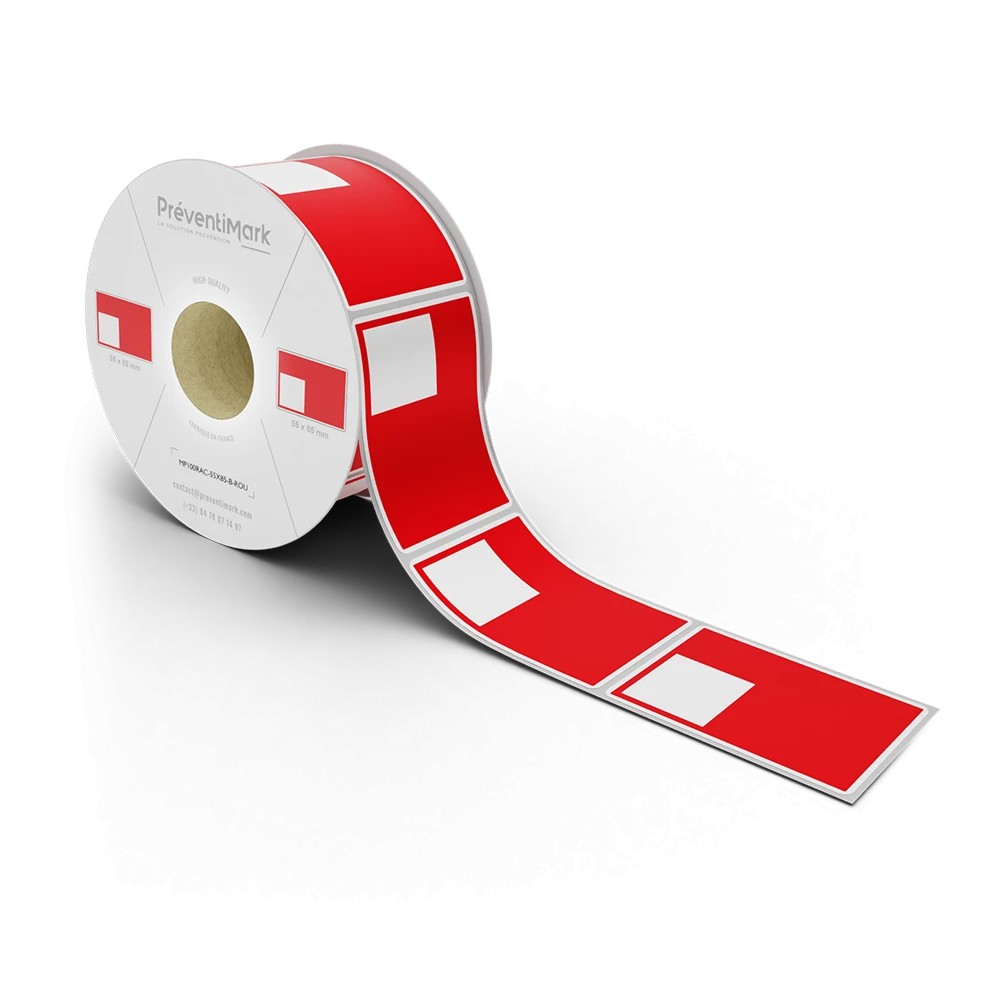 Etiquette de marquage et d'identification de racks et palettiers, Modèle B pour QR Code - Rouge - 55 x 85 mm (1 niveau par étiqu