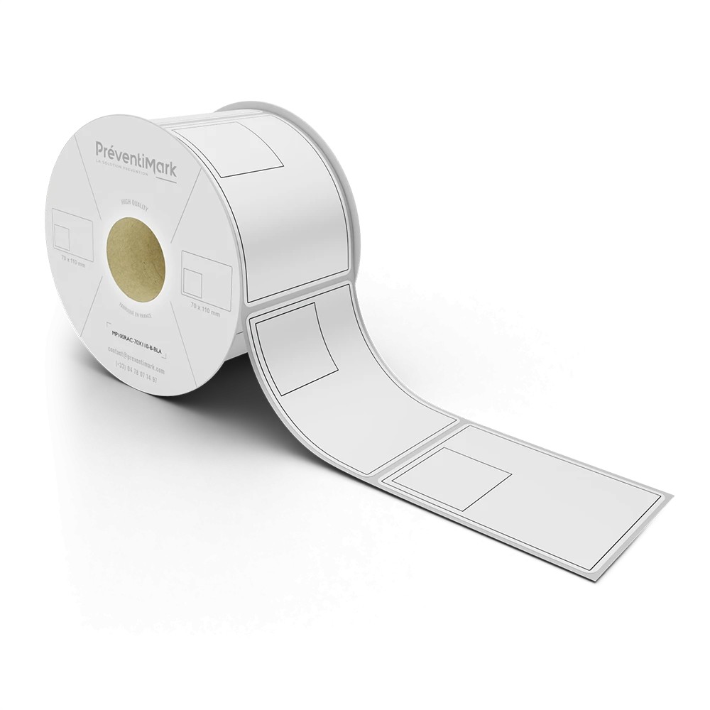 Etiquette de marquage et d'identification de racks et palettiers, Modèle B pour QR Code - Blanc - 70 x 110 mm (1 niveau par étiq