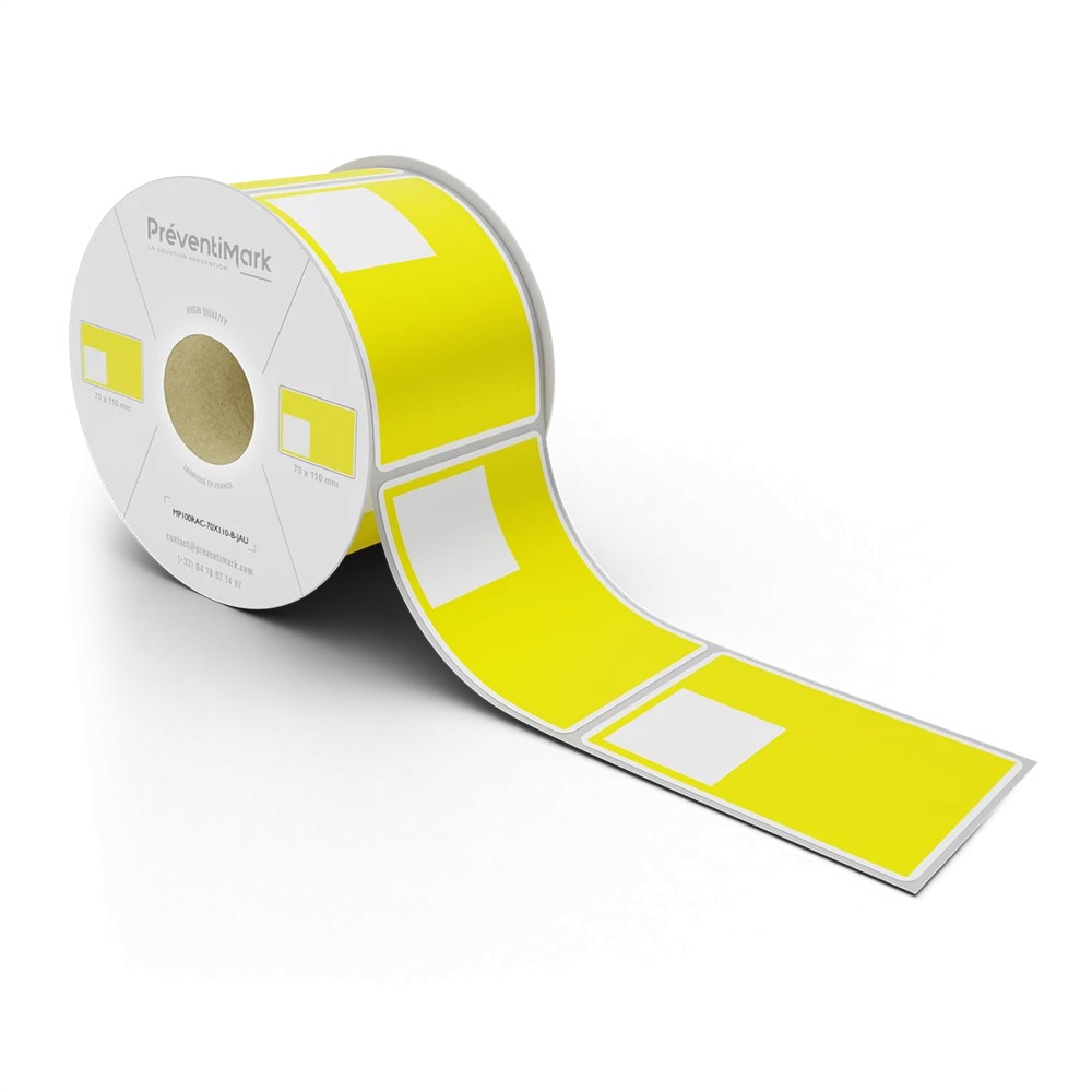 Etiquette de marquage et d'identification de racks et palettiers, Modèle B pour QR Code - Jaune - 70 x 110 mm (1 niveau par étiq